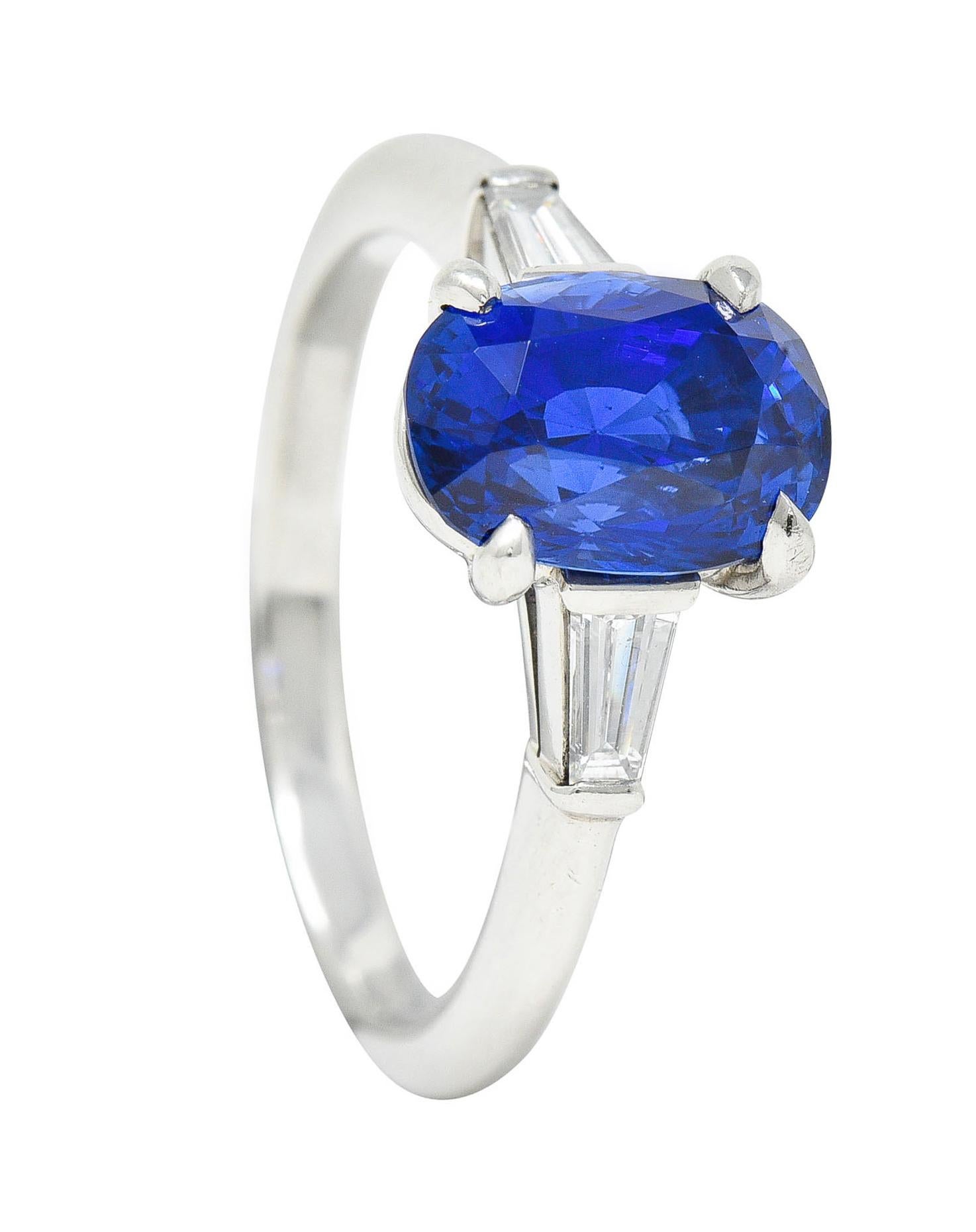Tiffany & Co. 3.54 Carats No Heat Royal Blue Sapphire Diamond Platinum Ring 2