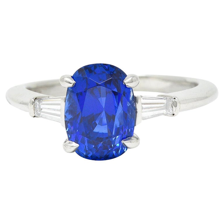 Tiffany and Co. 3.54 Carats No Heat Royal Blue Sapphire Diamond ...