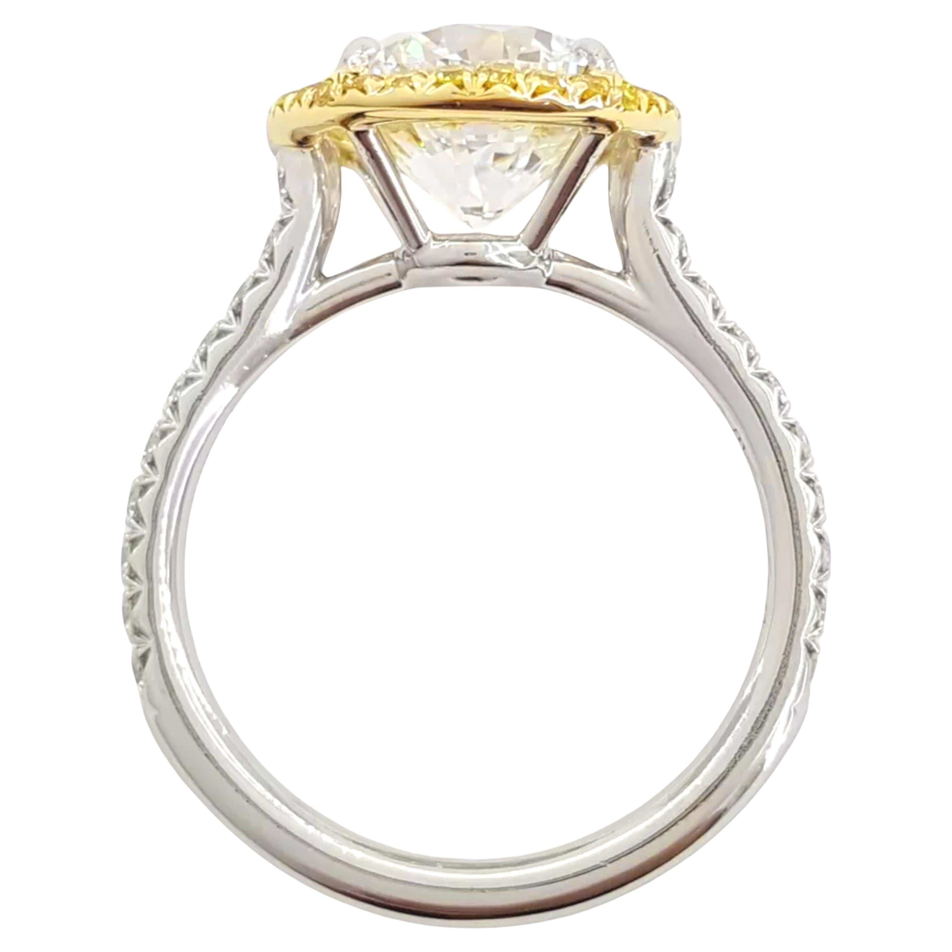 Cushion Cut Tiffany & Co. 3.55 ct. Round Diamond Fancy Yellow Ring For Sale