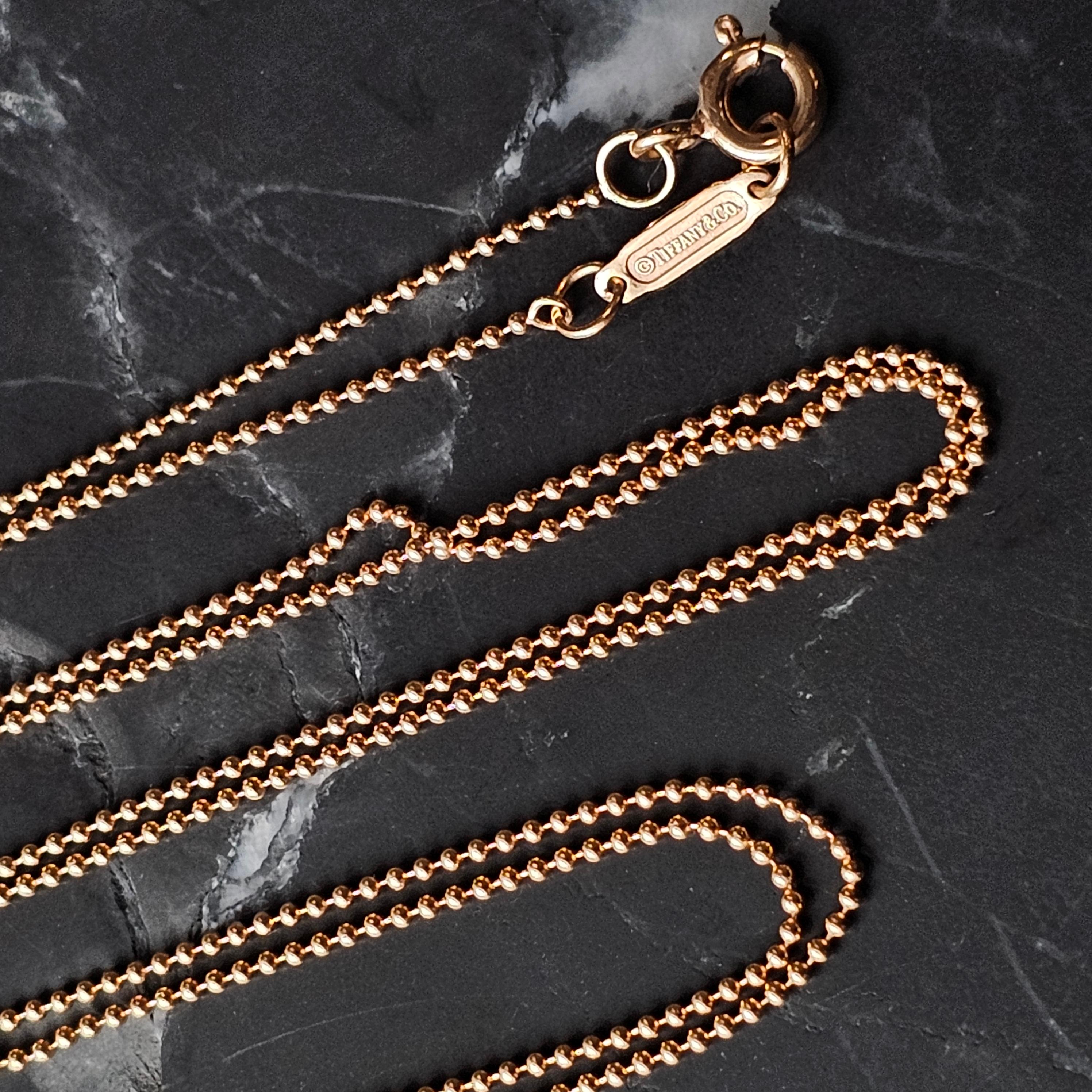Tiffany & Co. 18k Rose Gold Chain Necklace ball bead style 36