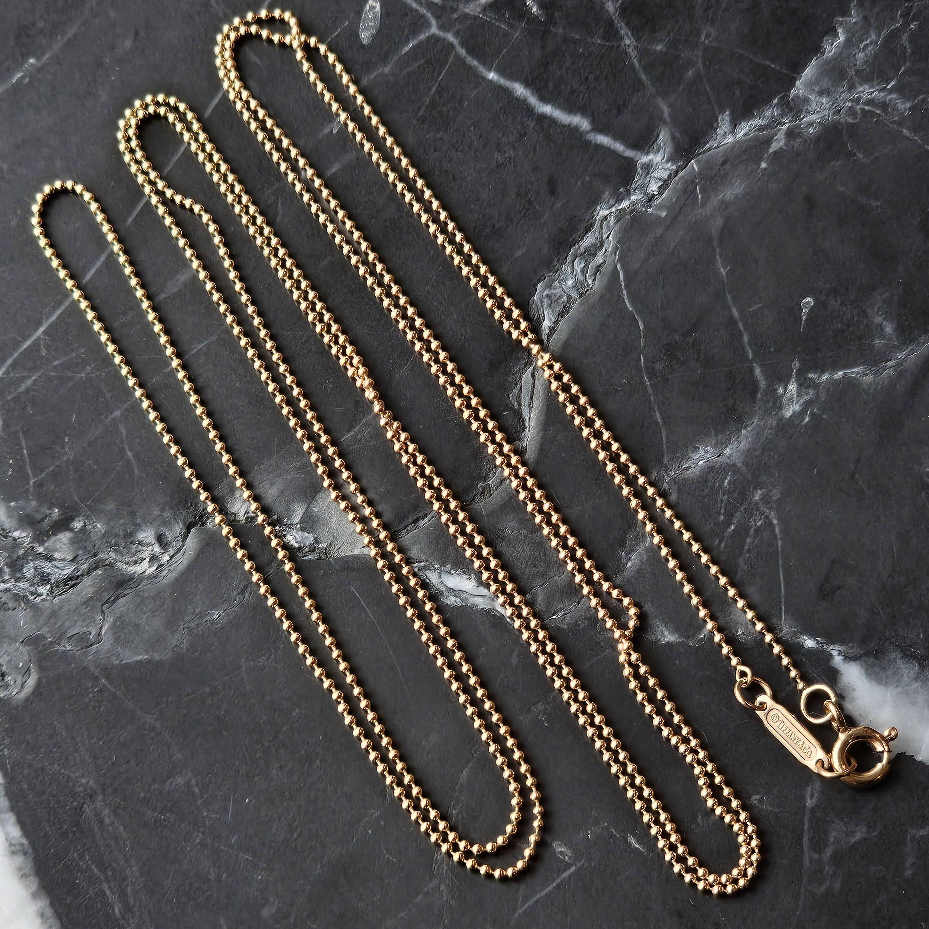 Tiffany & Co. 18k Rose Gold Chain Necklace ball bead style 36