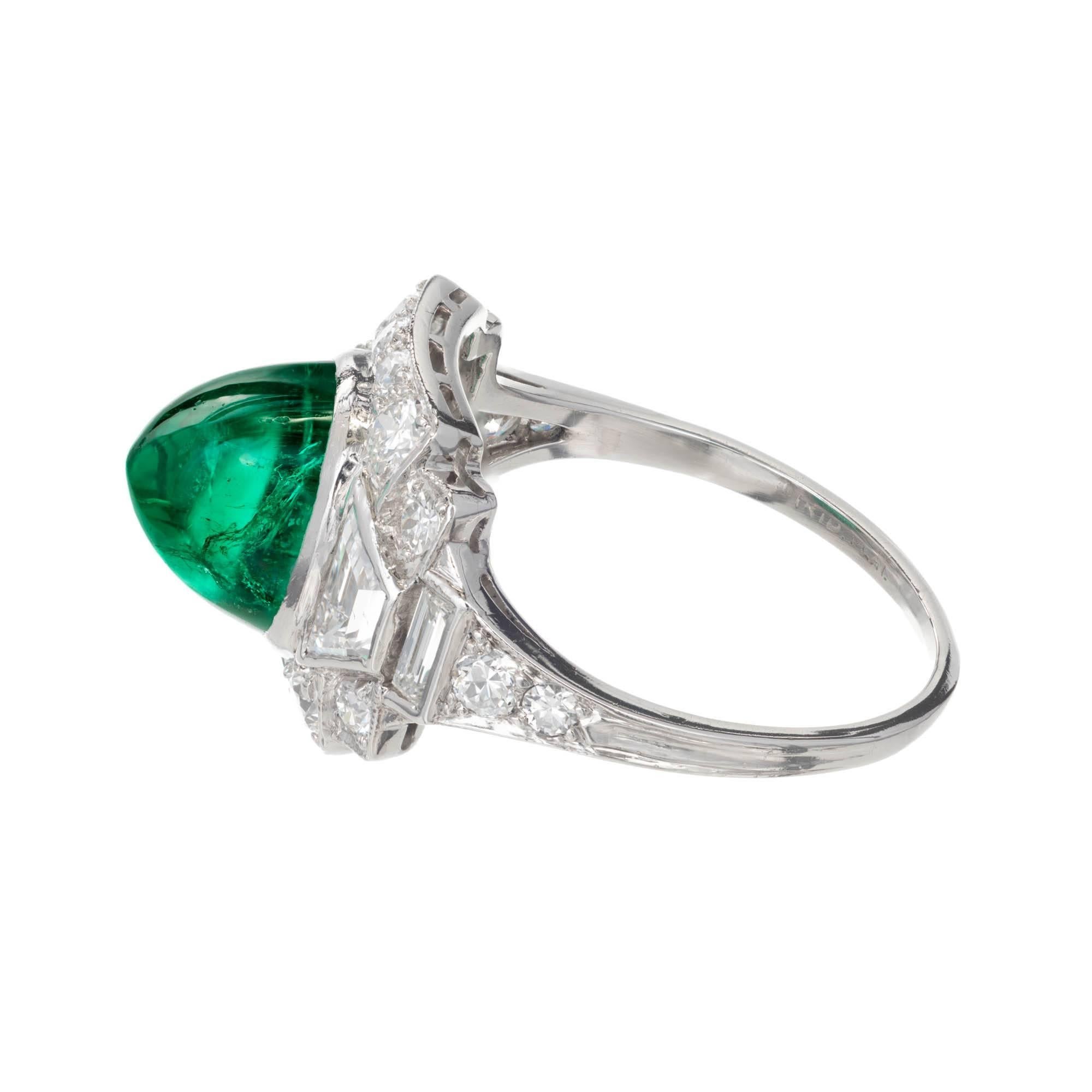 De las mujeres Tiffany & Co. Anillo de cóctel de platino con diamante esmeralda colombiano de 3,60 quilates en venta