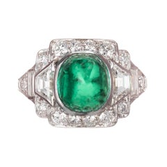 Tiffany & Co. 3.60 Carat Colombian Emerald Diamond Platinum Cocktail Ring