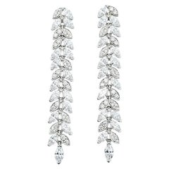 Tiffany & Co. 3.60 Carat Total Victoria Diamond Vine Drop Earrings in Platinum