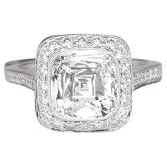 Tiffany & Co. 3.64 ct Total Weight Platinum Legacy Cushion Diamond Ring