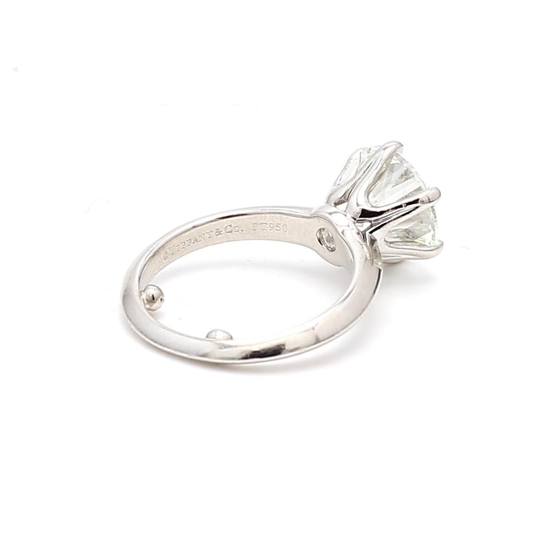 Donna Tiffany & Co. Anello di fidanzamento in platino con diamante tondo e brillante I VVS2 da 3,72 carati in vendita