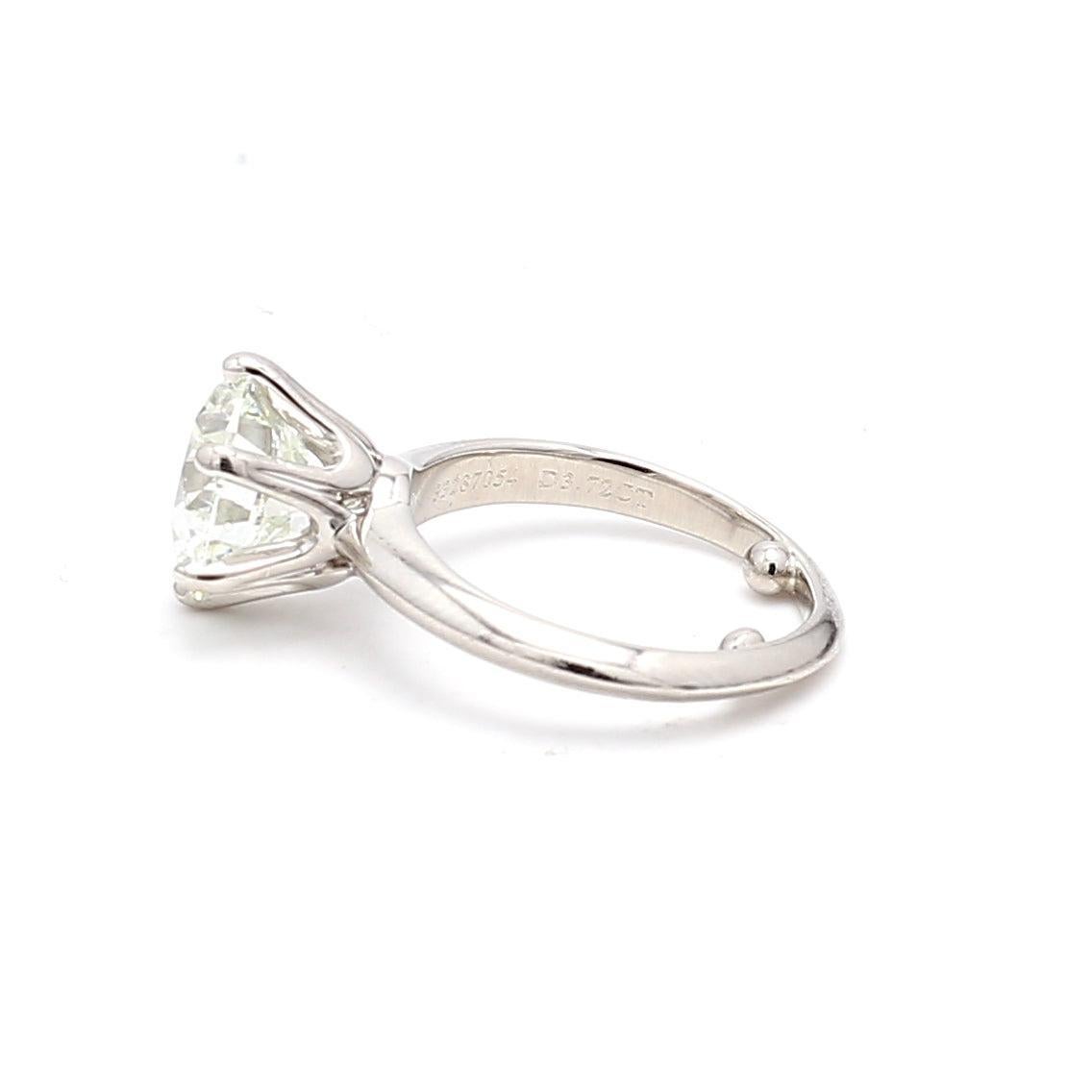 Tiffany & Co Anillo de compromiso en platino con diamante redondo brillante I VVS2 de 3,72 quilates en venta 1