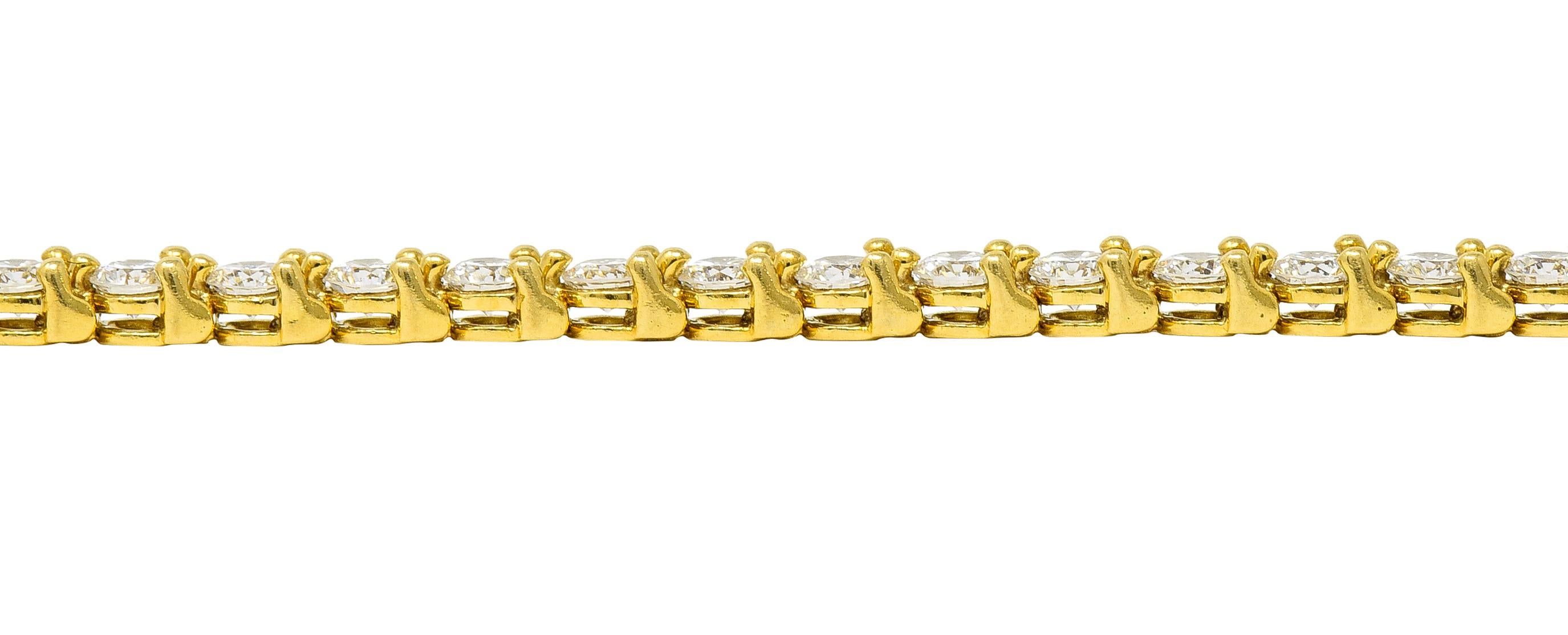 Tiffany & Co. 3.75 Carats Diamond 18 Karat Yellow Gold Victoria Tennis Bracelet 5