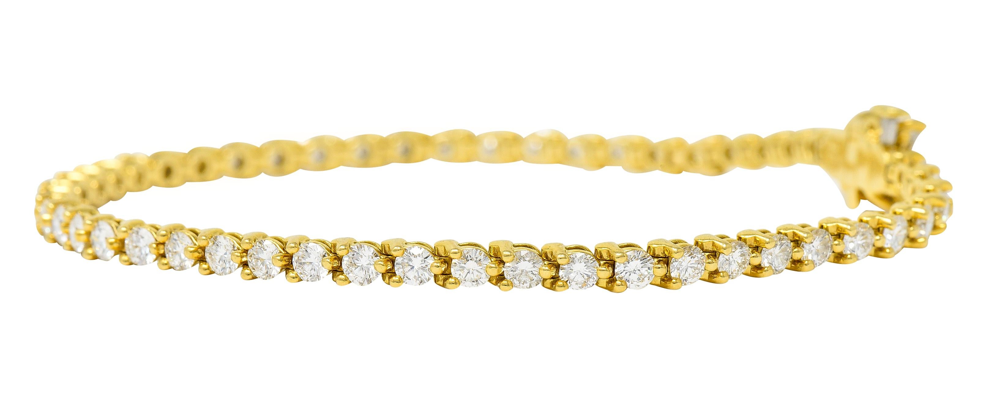 Tiffany & Co. 3.75 Carats Diamond 18 Karat Yellow Gold Victoria Tennis Bracelet 7