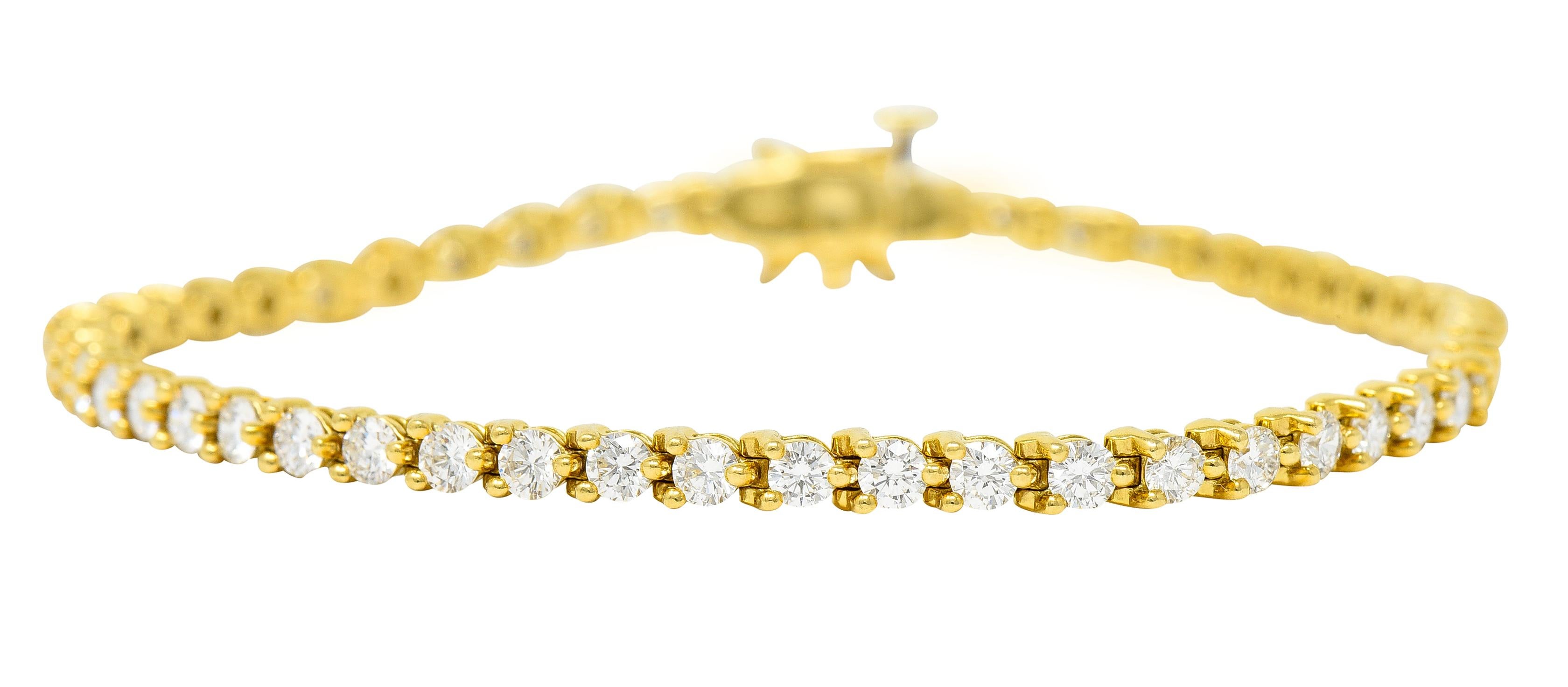 Brilliant Cut Tiffany & Co. 3.75 Carats Diamond 18 Karat Yellow Gold Victoria Tennis Bracelet