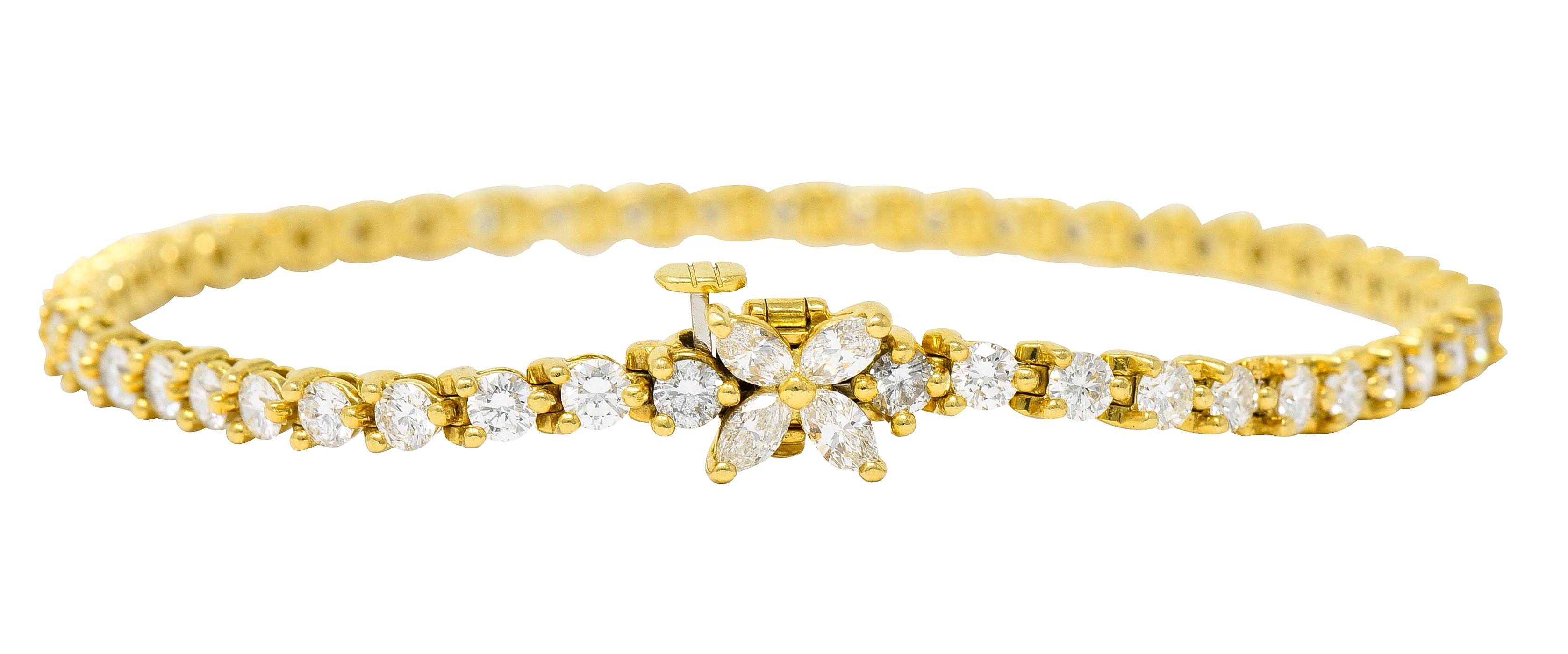 Tiffany & Co. 3.75 Carats Diamond 18 Karat Yellow Gold Victoria Tennis Bracelet In Excellent Condition In Philadelphia, PA