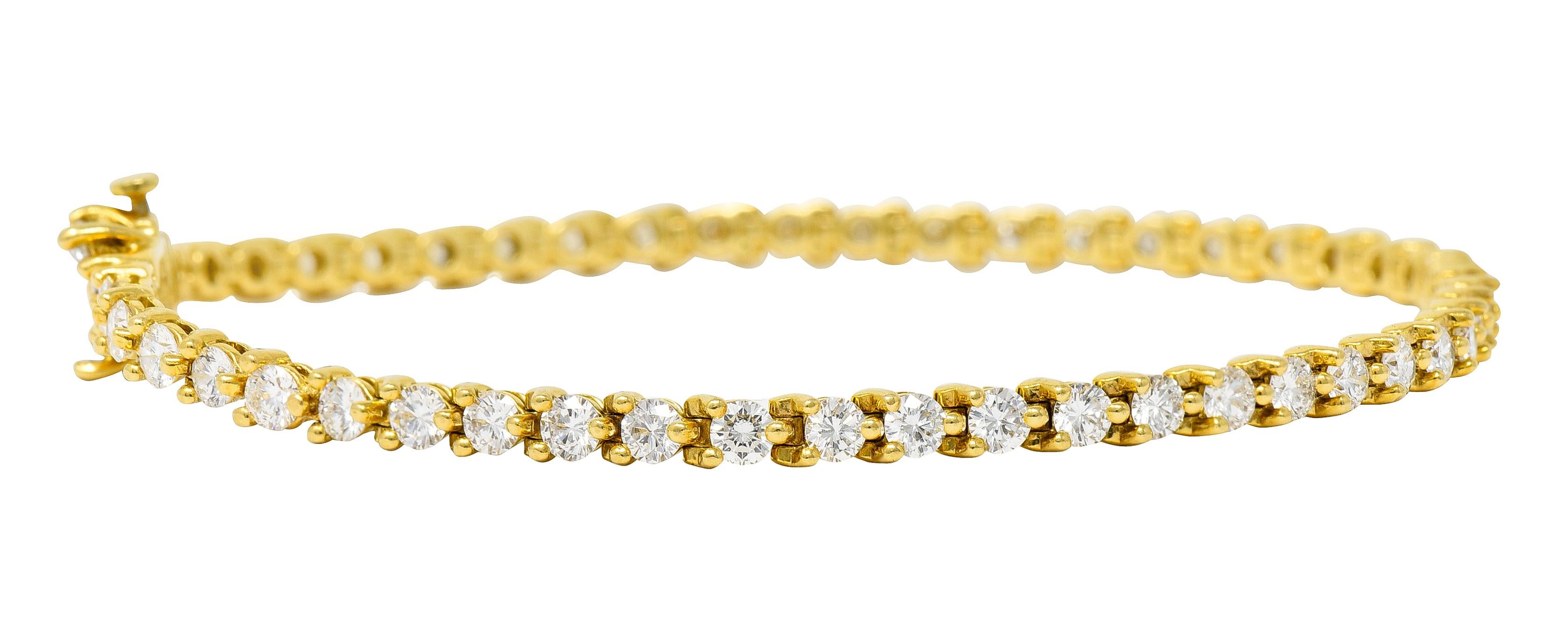 Tiffany & Co. 3.75 Carats Diamond 18 Karat Yellow Gold Victoria Tennis Bracelet 3