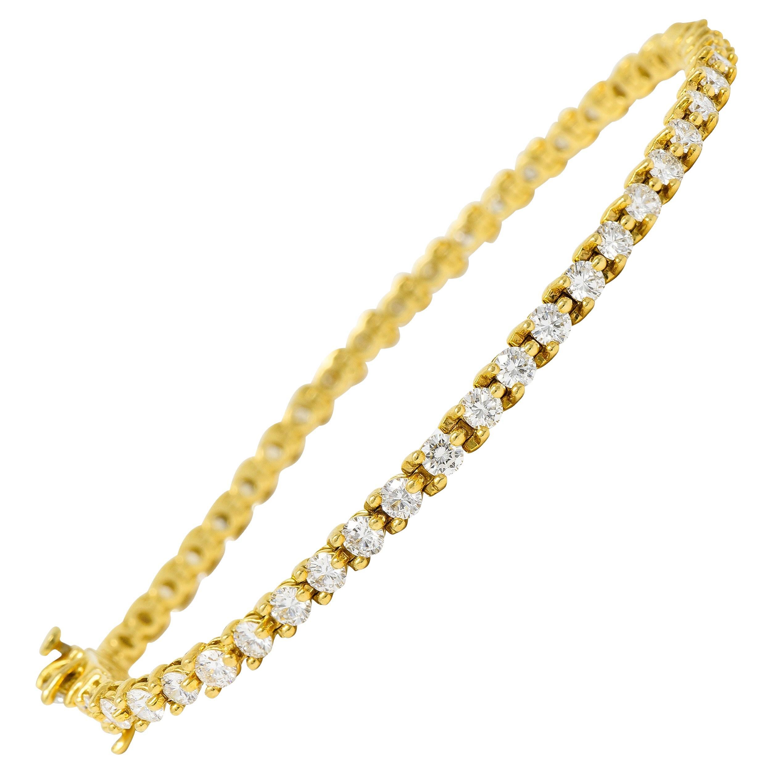 Tiffany & Co. 3.75 Carats Diamond 18 Karat Yellow Gold Victoria Tennis Bracelet