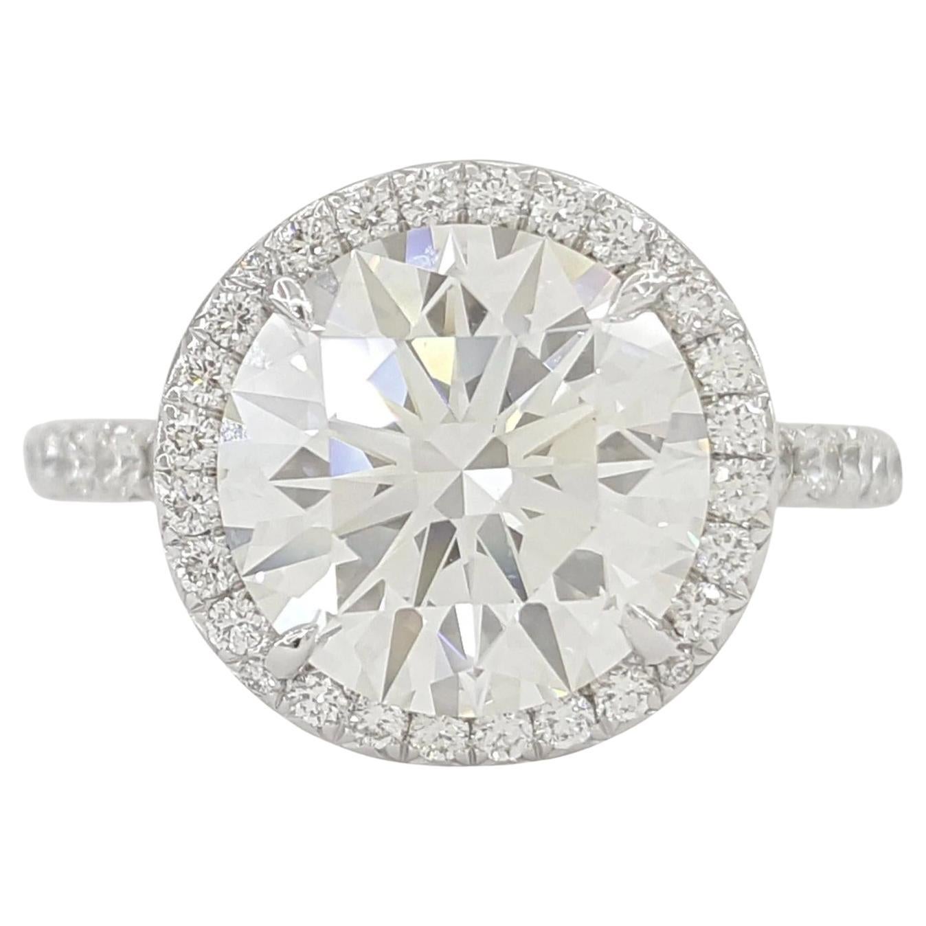 Tiffany & Co. 3.82 Carat Platinum Soleste Diamond Halo Engagement Ring For Sale