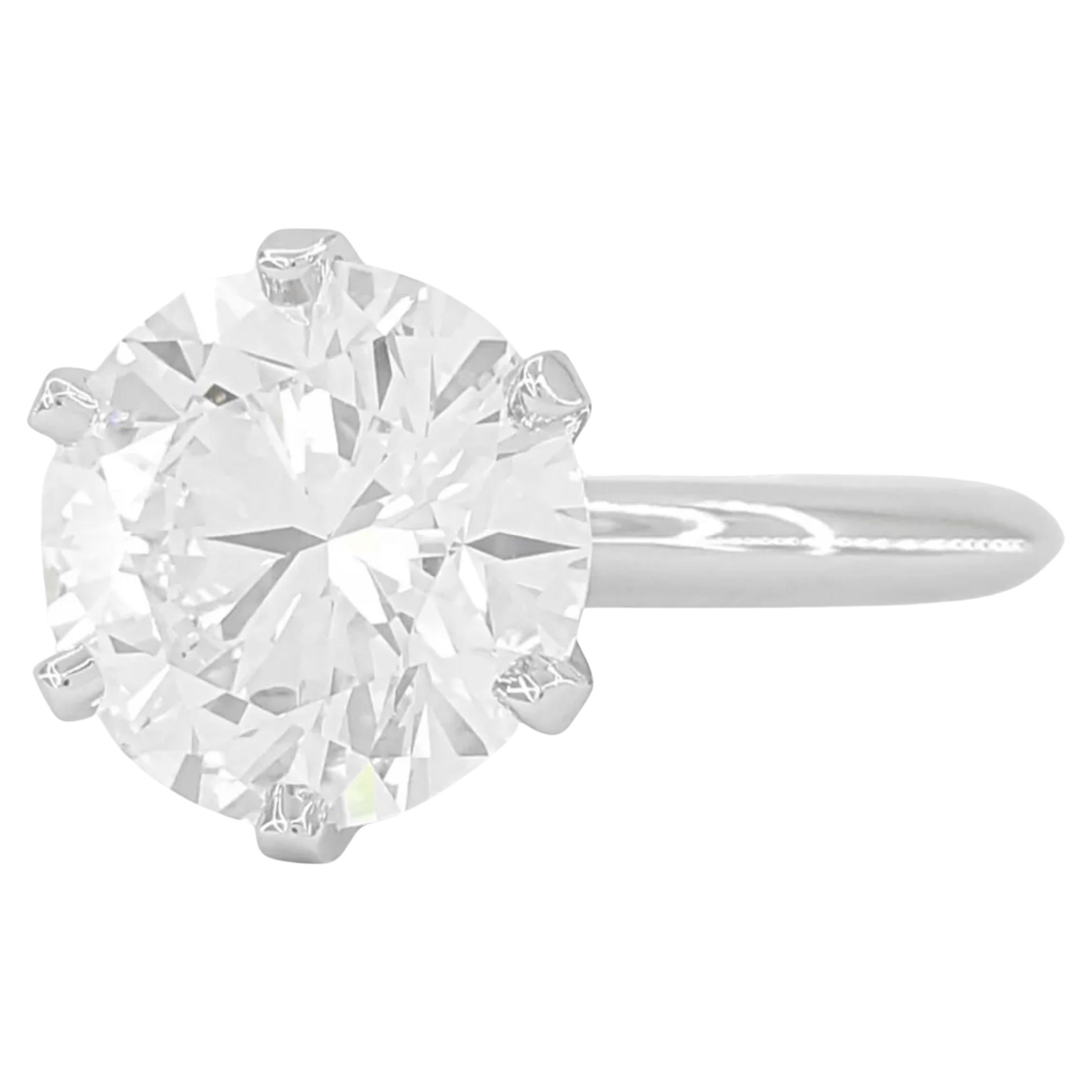 Round Cut Tiffany & Co. 3.84 Ct. Round Brilliant Cut Diamond Engagement Ring For Sale