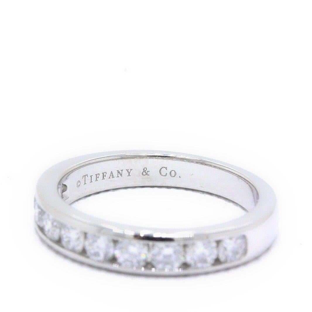 Round Cut Tiffany & Co. 3.9 MM Round Brilliant 0.81 TCW Diamond Wedding Band in Platinum 