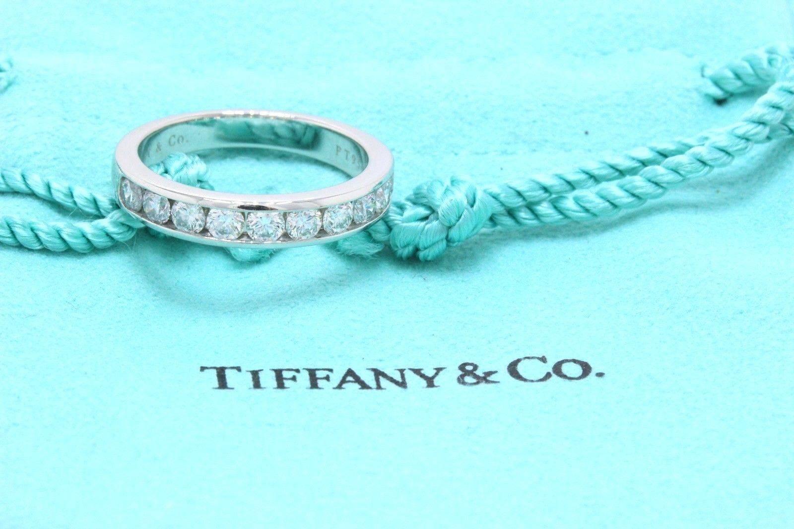 Tiffany & Co. 3.9 MM Round Brilliant 0.81 TCW Diamond Wedding Band in Platinum  In Excellent Condition In San Diego, CA