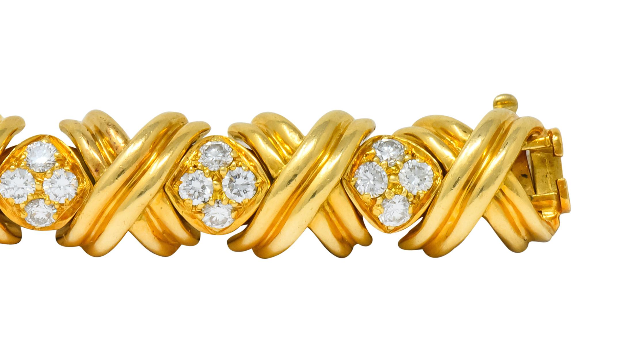 Tiffany & Co. 3.92 Carat Diamond 18 Karat Yellow Gold Signature X Link Bracelet 2