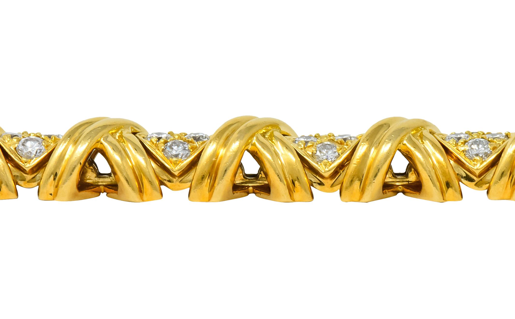 Tiffany & Co. 3.92 Carat Diamond 18 Karat Yellow Gold Signature X Link Bracelet 3