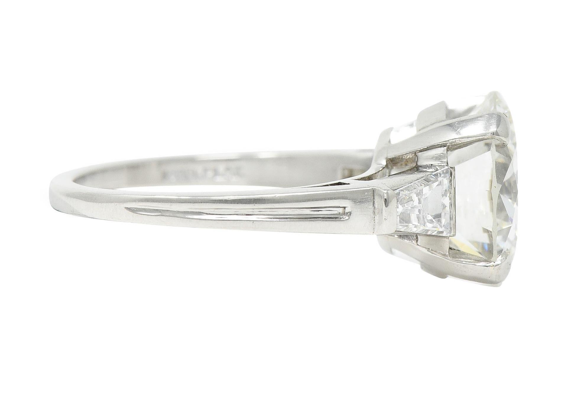 Retro Tiffany & Co. 3.94 Carats Round Brilliant Diamond Platinum Engagement Ring GIA