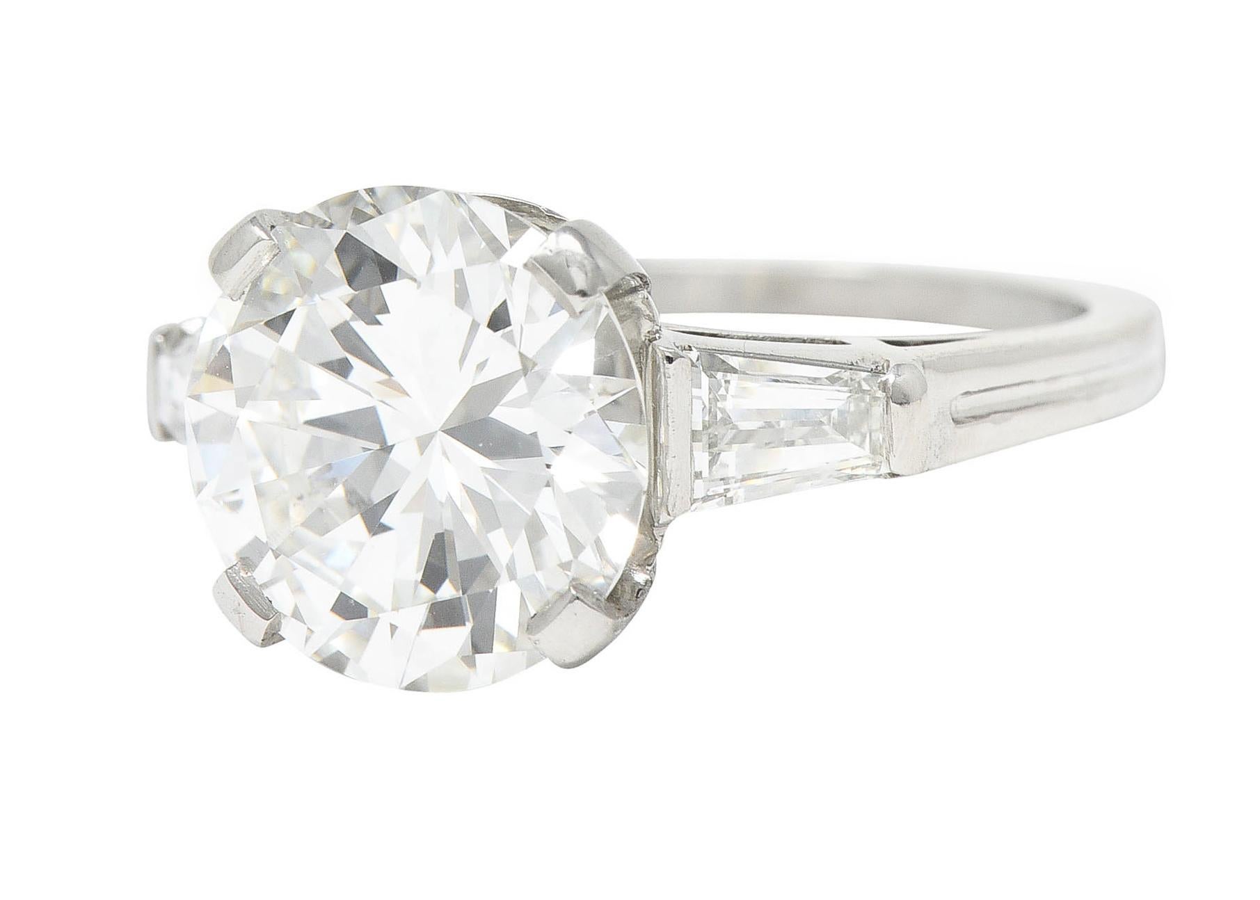 Women's or Men's Tiffany & Co. 3.94 Carats Round Brilliant Diamond Platinum Engagement Ring GIA