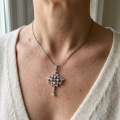 Tiffany & Co. 3ct Diamond Platinum Pendant Brooch Necklace