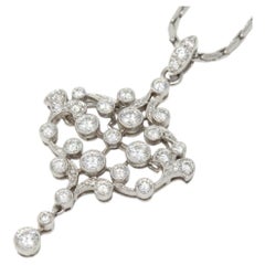 Tiffany & Co. 3ct Diamond Platinum Pendant Brooch Necklace