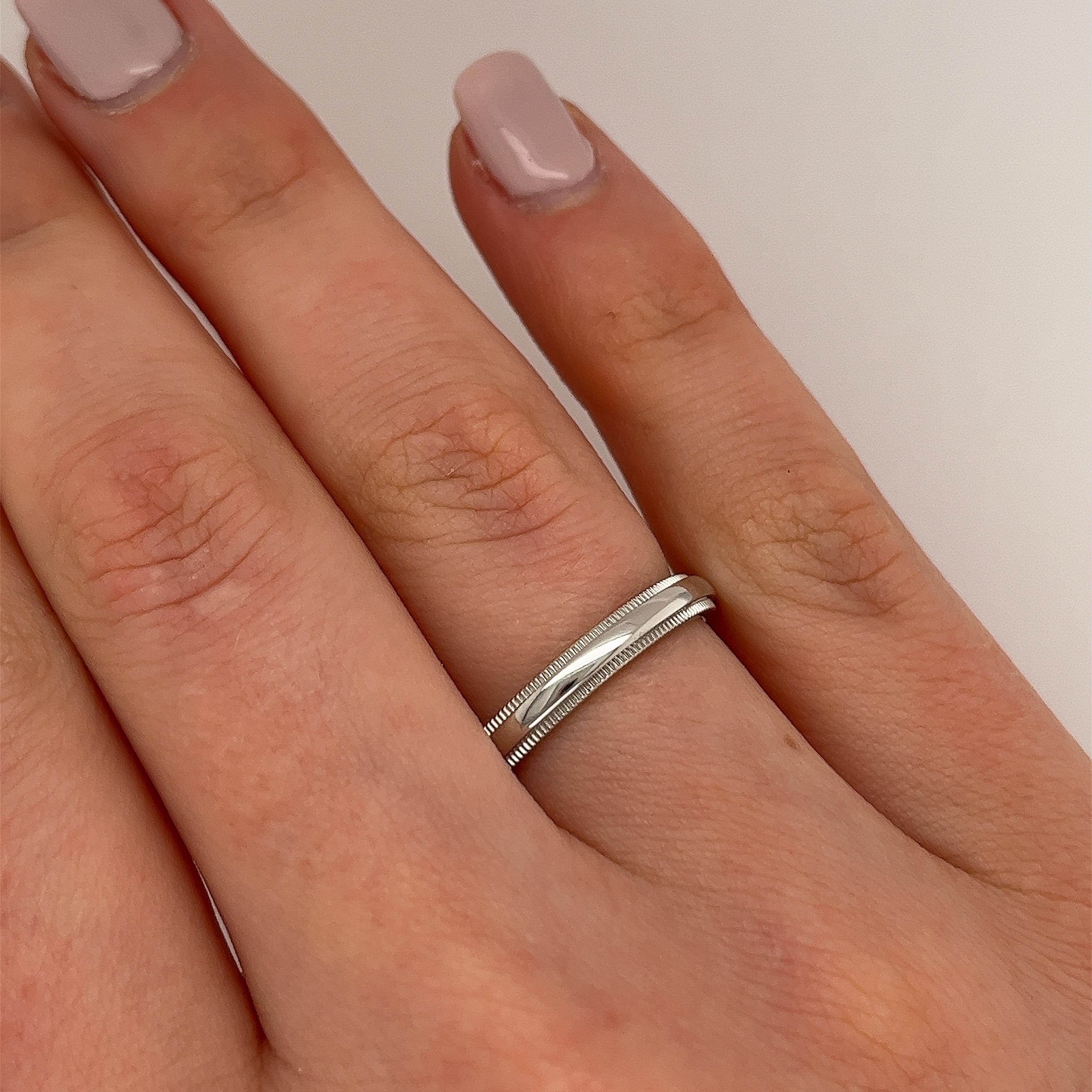 Women's or Men's Tiffany & Co 3mm Together Milgrain Platinum Wedding Ring  For Sale