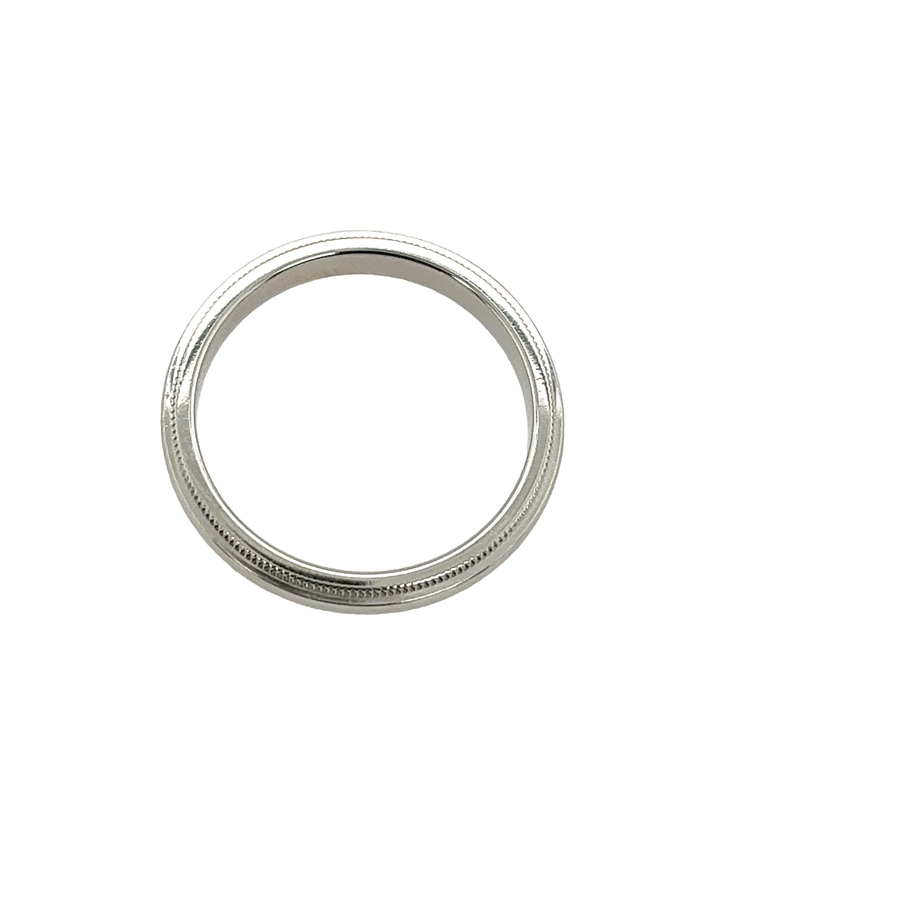 Tiffany & Co 3mm Together Milgrain Platinum Wedding Ring  For Sale 1