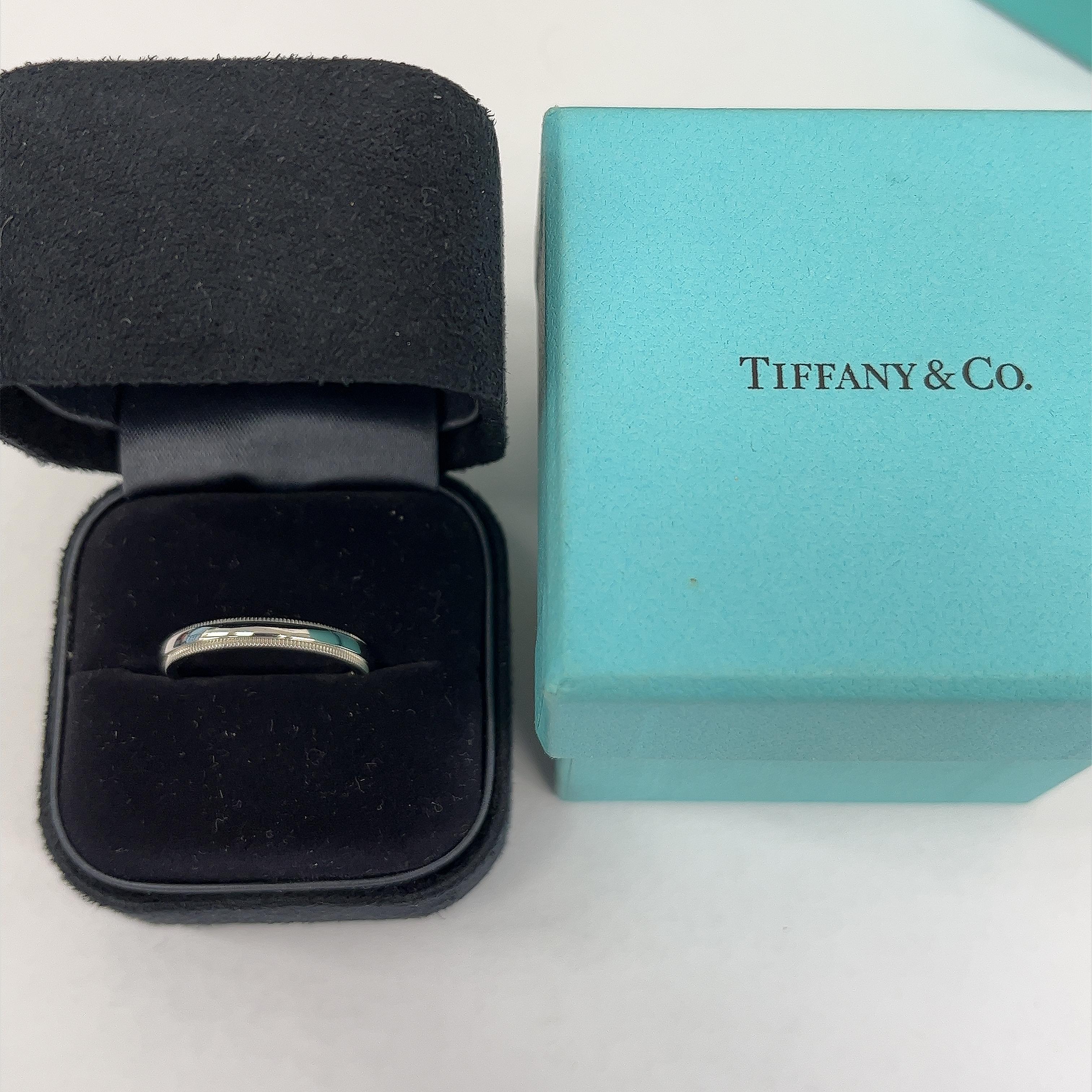 Tiffany & Co 3mm Together Milgrain Platinum Wedding Ring  For Sale 2