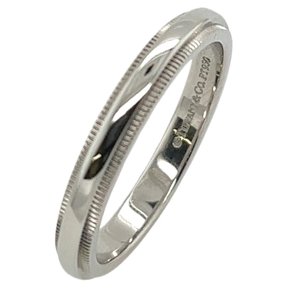 Tiffany & Co 3mm Together Milgrain Platinum Wedding Ring  en vente