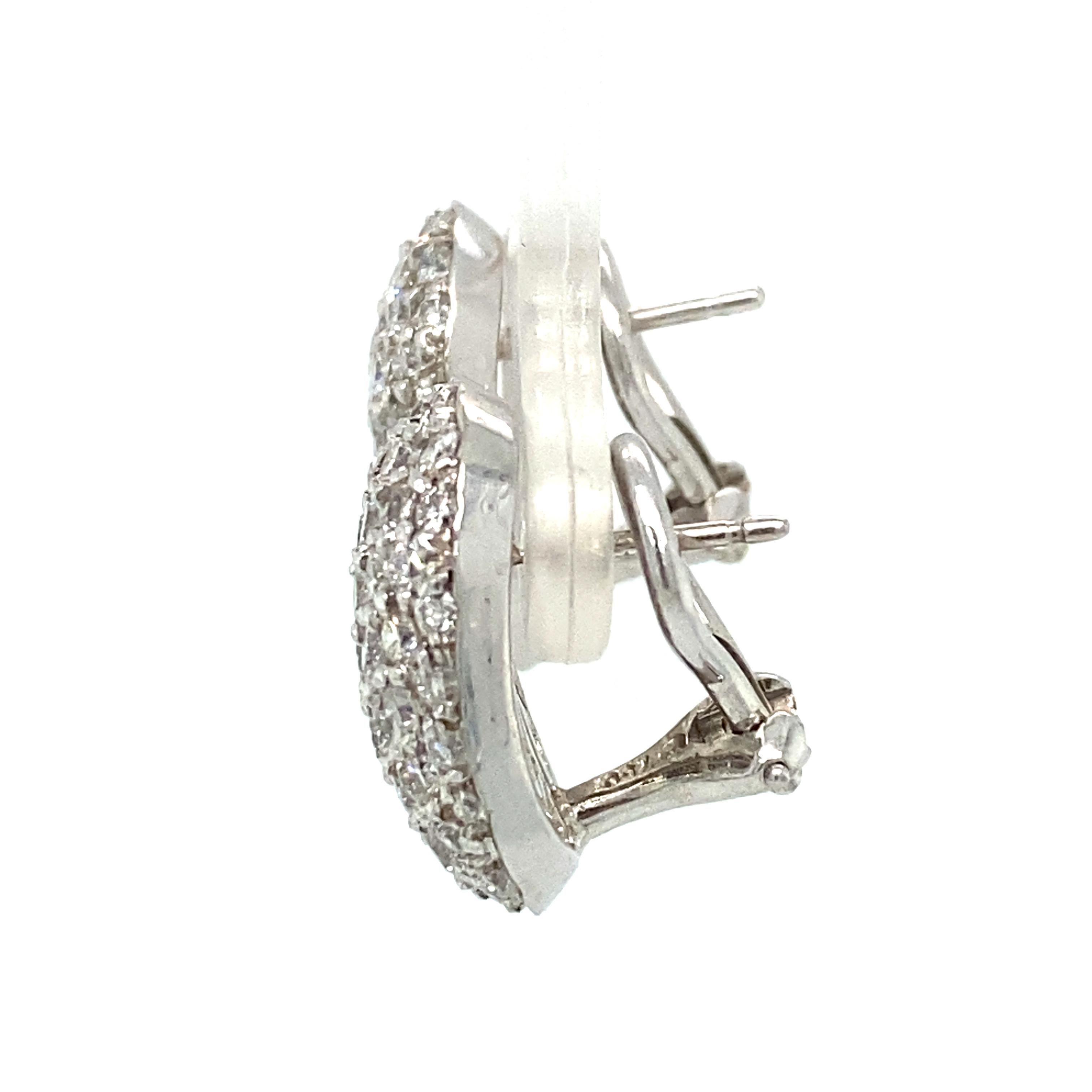 Modern Tiffany & Co. 4 Carat Total Pave Diamond Earrings in 18 Karat White Gold