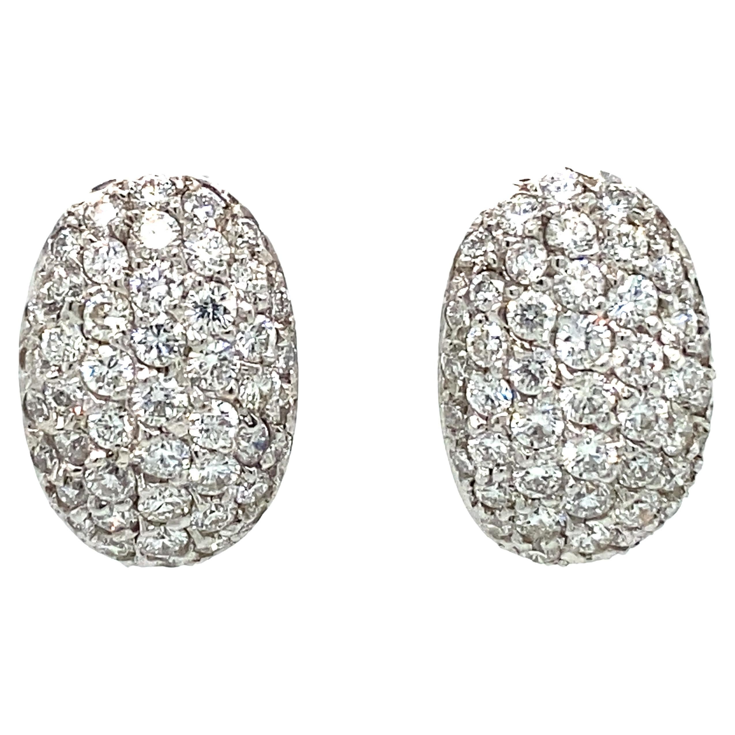 Tiffany & Co. 4 Carat Total Pave Diamond Earrings in 18 Karat White Gold