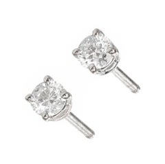 Tiffany & Co .40 Carat Diamond Platinum Stud Earrings
