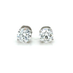 Tiffany & Co. 4.05 Carat Round Brilliant Cut Diamond Stud Earrings