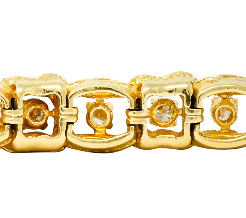 Tiffany & Co. 4.08 Carat Diamond 18 Karat Gold Textured Link Bracelet 2