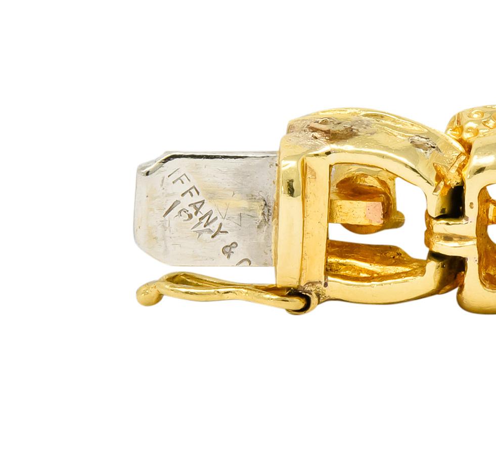 Tiffany & Co. 4.08 Carat Diamond 18 Karat Gold Textured Link Bracelet 3