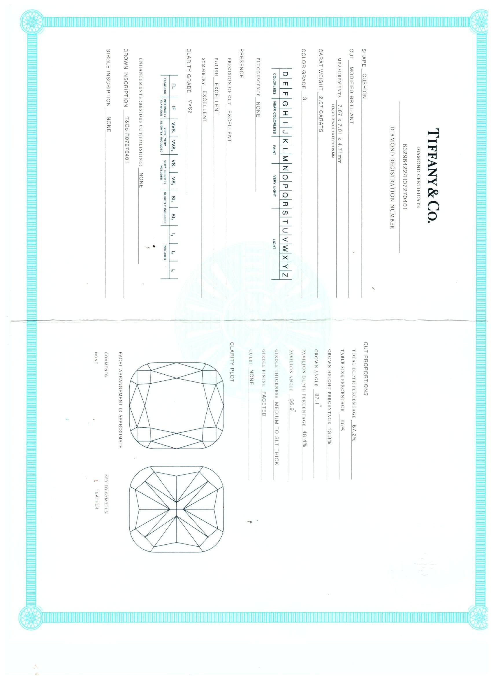 Tiffany & Co. 4,17 Karat Cushion Brilliant G VVS2-VVS1 Diamant-Ohrstecker aus Platin 2