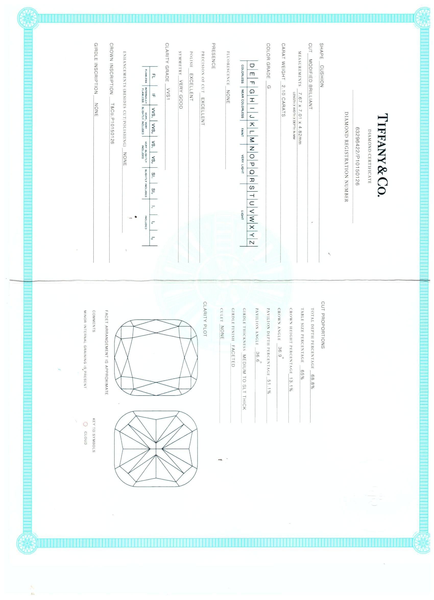 Tiffany & Co. 4,17 Karat Cushion Brilliant G VVS2-VVS1 Diamant-Ohrstecker aus Platin 3