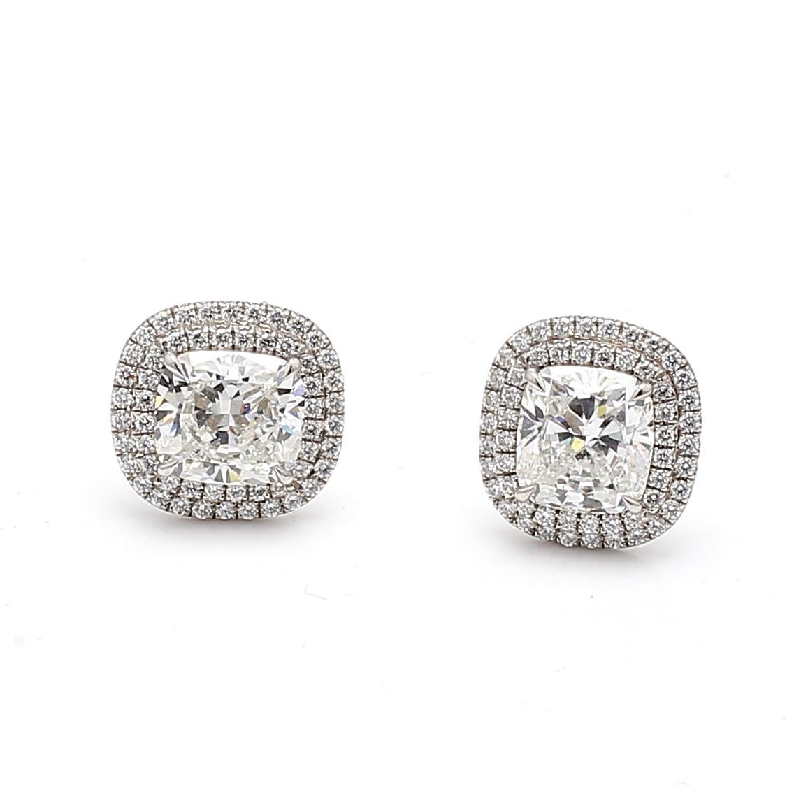 Tiffany & Co. 4,17 Karat Cushion Brilliant G VVS2-VVS1 Diamant-Ohrstecker aus Platin 4