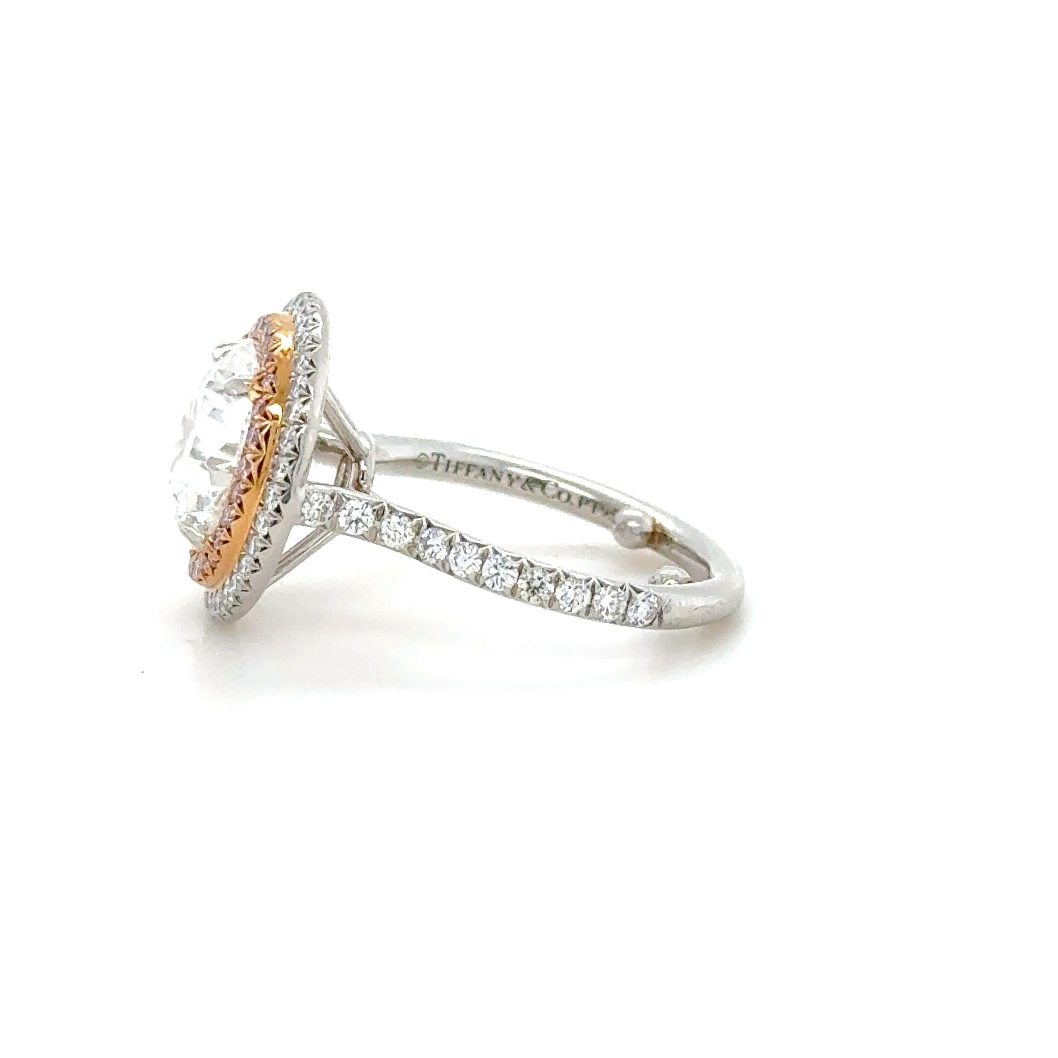 Bague de fiançailles Tiffany & Co, 4,17 carats de diamant et de diamant rose Soleste Halo Pour femmes en vente