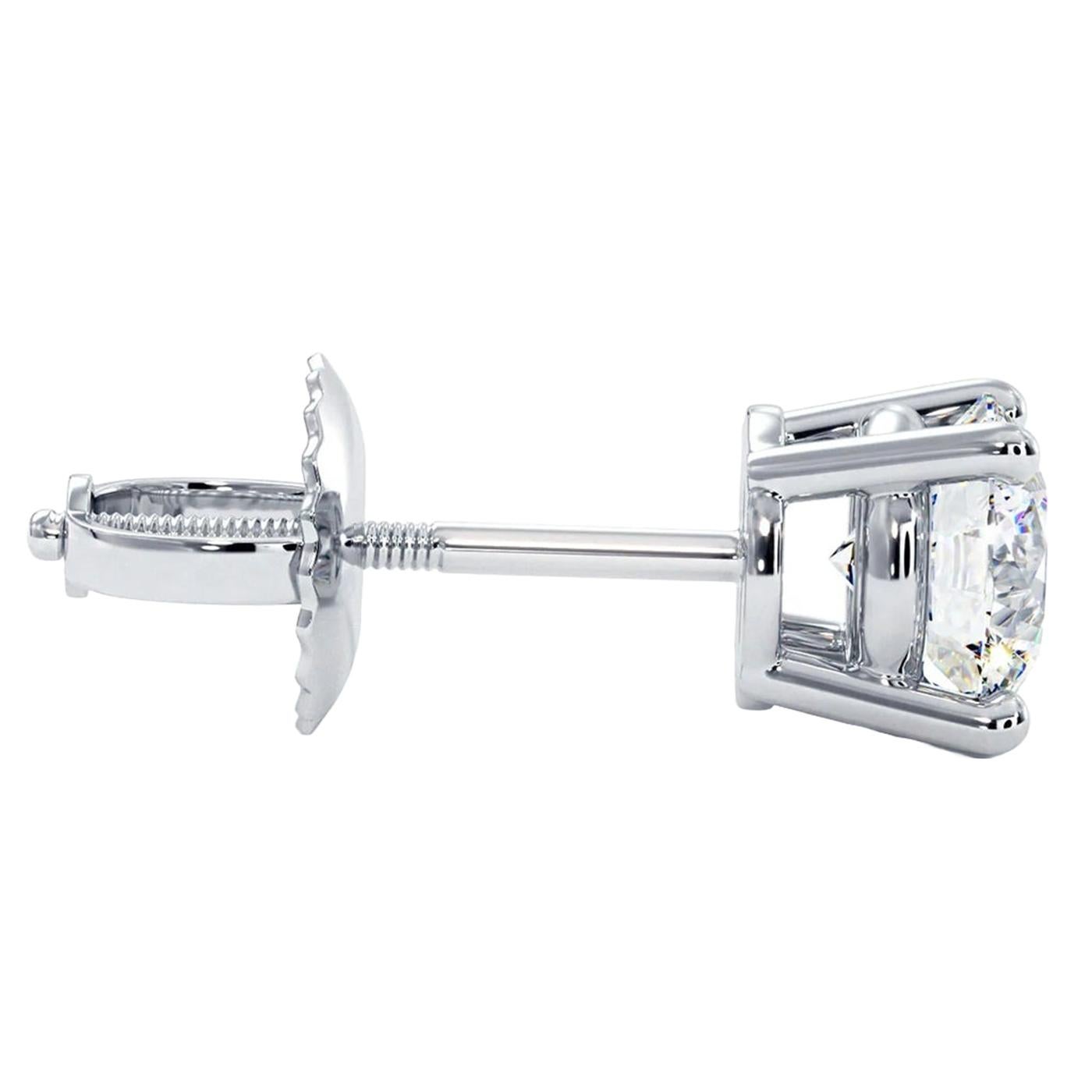 4,19ct GIA Natürlicher Runder Diamant Ohrstecker Ohrringe  Tiffany Stil 4 Zacken Platin (Rundschliff) im Angebot