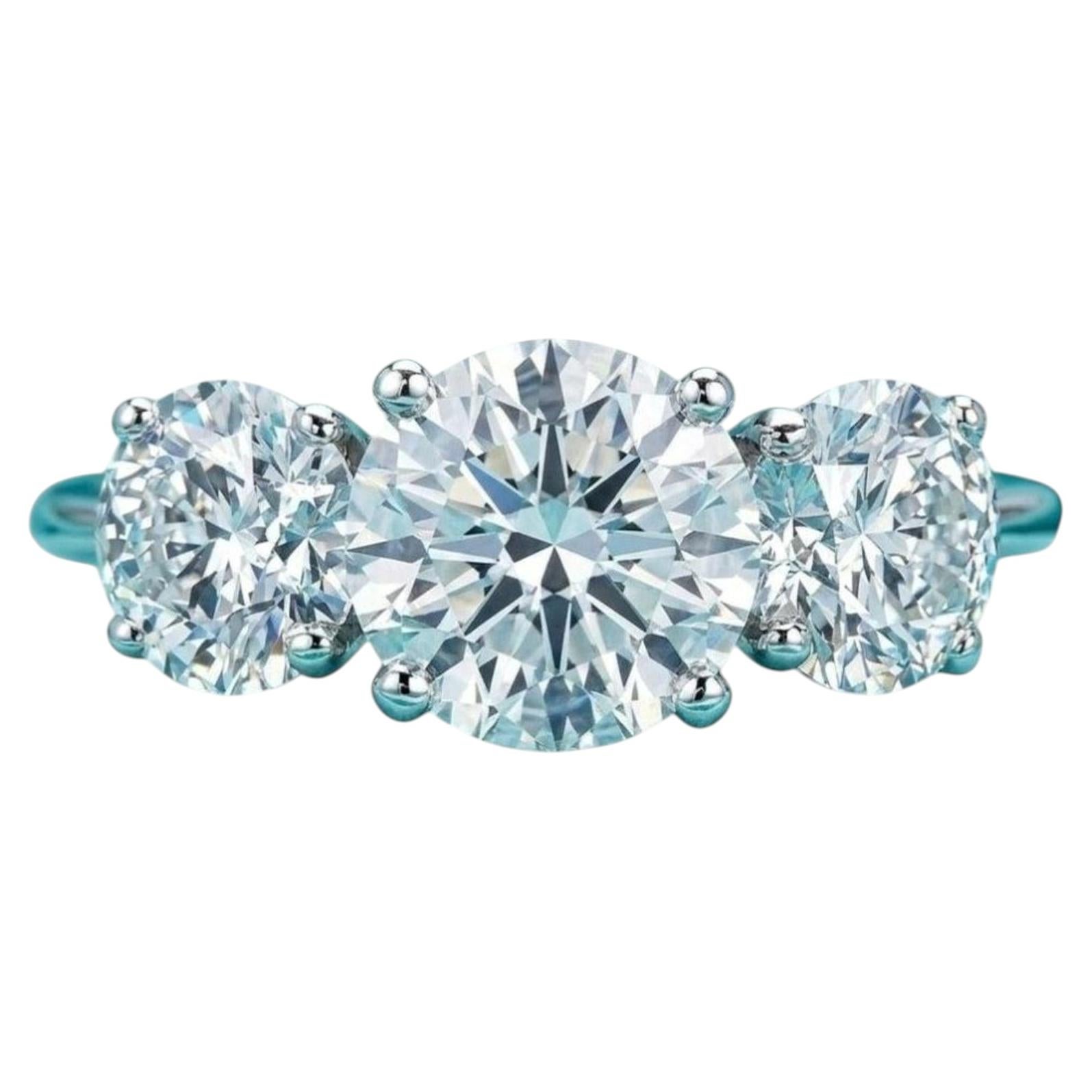 Tiffany & Co. 4.20 Carat D/VVS Diamond Platinum Three-Stone Engagement Ring For Sale