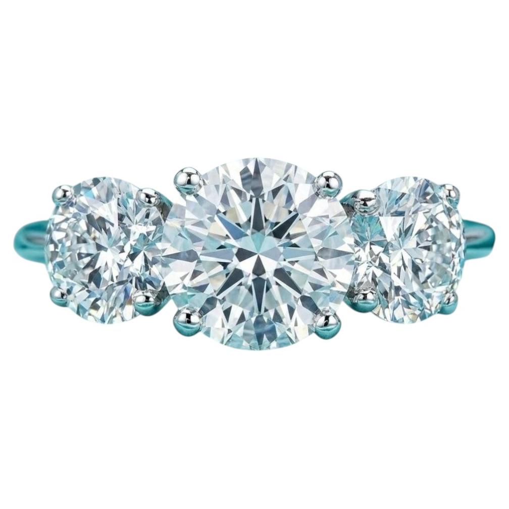 Tiffany & Co. 4.20 Carat D/VVS Diamond Platinum Three-Stone Engagement Ring