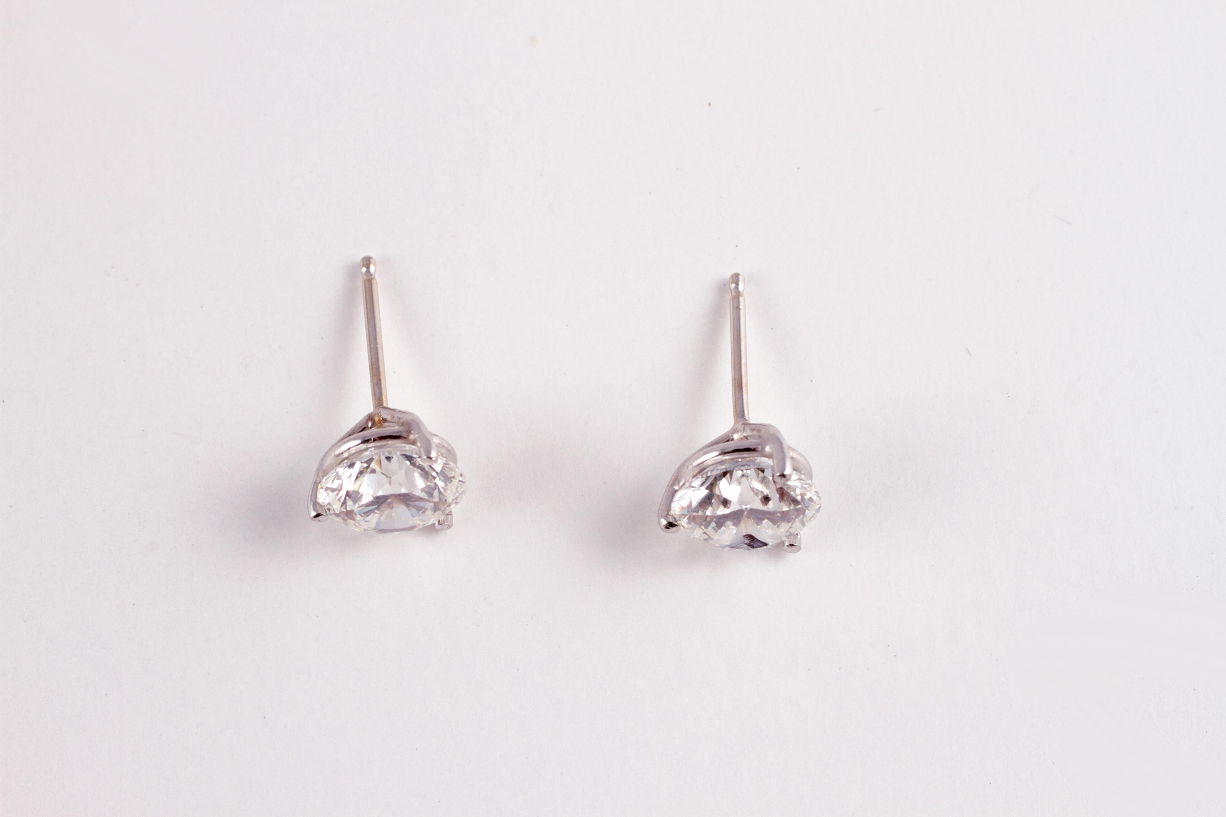 Round Cut Tiffany & Co. 4.22 Carat Diamond Stud Earrings