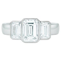 Tiffany & Co. 4.24 Carat Platinum Three-Stone Emerald Cut Diamond Ring