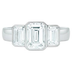 Tiffany & Co. 4.24 Carat Platinum Three-Stone Emerald Cut Diamond Ring