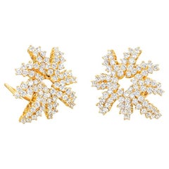 Tiffany & Co. 4.25 ct. 18K Yellow Gold Firework Diamond Huggie Earrings