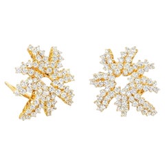 Tiffany & Co. 4.25 ct. 18K Yellow Gold Firework Diamond Huggie Earrings