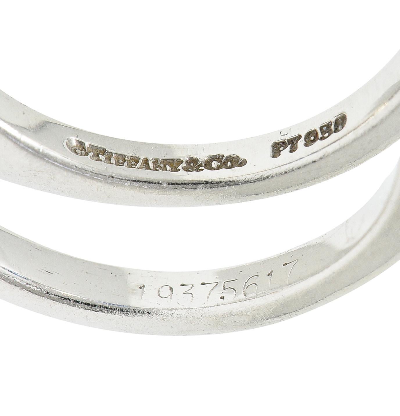Women's Tiffany & Co. 4.26 Carats Oval Cut Diamond Sapphire Platinum Three Stone Ring